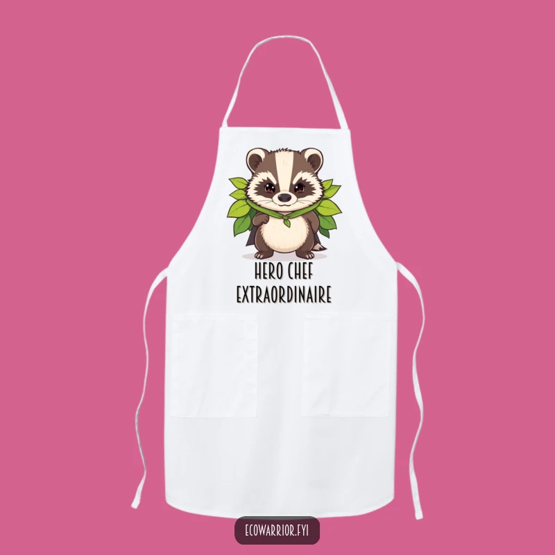 Funny Badger Superhero Apron: Kitchen Crusader, Leaf Cape Chef Gift