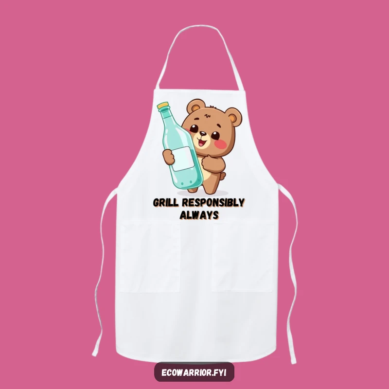 Funny Bear Recycling Apron: Happy Eco-Hero's Thumbs-Up for Kitchen Cleanliness