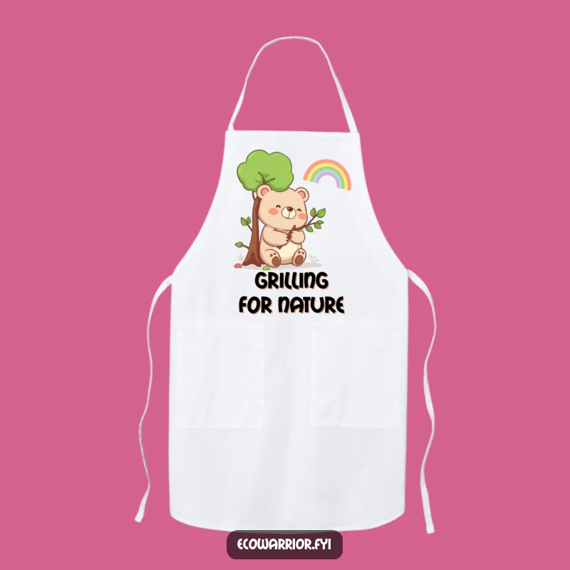 Funny Bear Rainbow Apron: Garden with Happy Nature and Humorous Style
