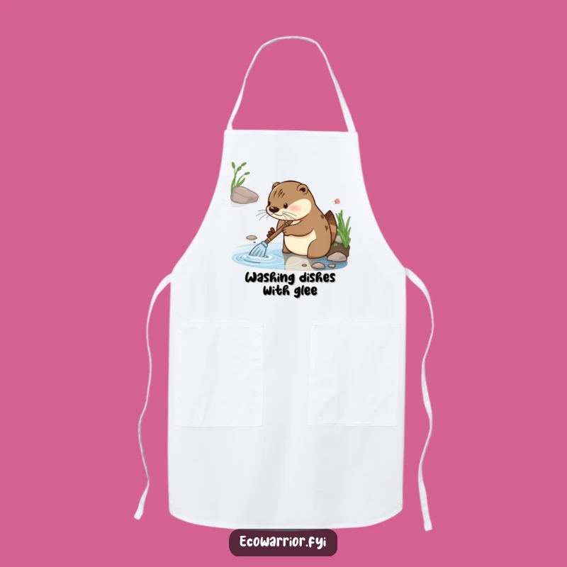 Funny Otter Cleaning Apron: Diligent Riverbank Hero's Gleeful Kitchen Protector