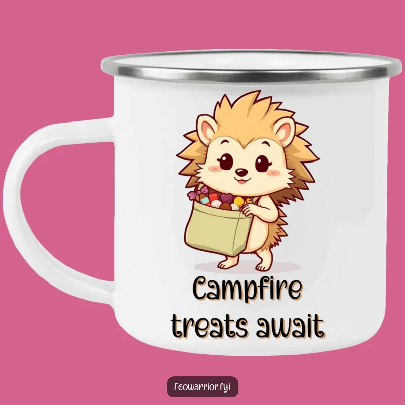 Funny Hedgehog Camping Mug: Treat Carrier Adventure, Hilarious Eco-Gift