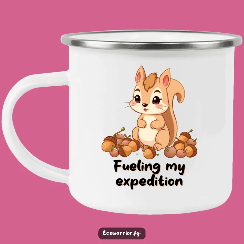 Funny Squirrel Acorn Collector Camping Mug: Determined Enamel Cup Gift