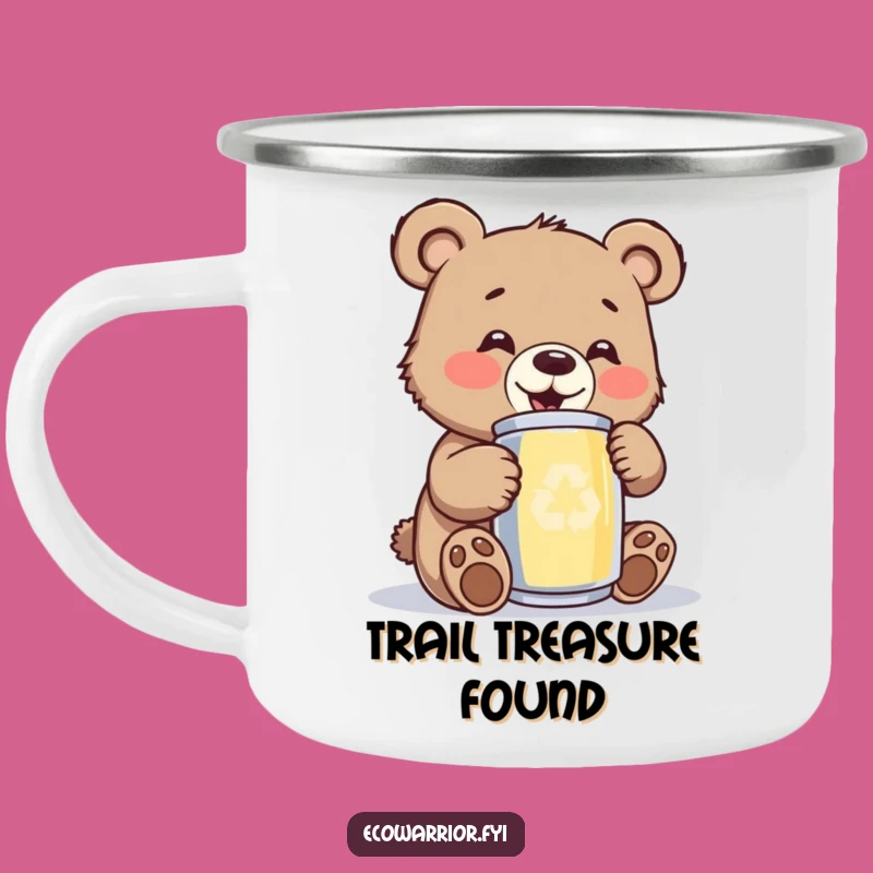 Funny Bear Cub Camping Mug: Durable Happy Eco-Buddy Enamel Cup, Outdoor Adventure Gift