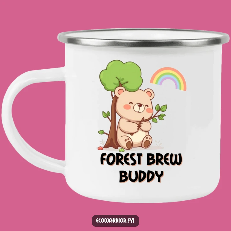 Funny Bear Rainbow Camping Mug: Happy Nature on Outdoor Adventures