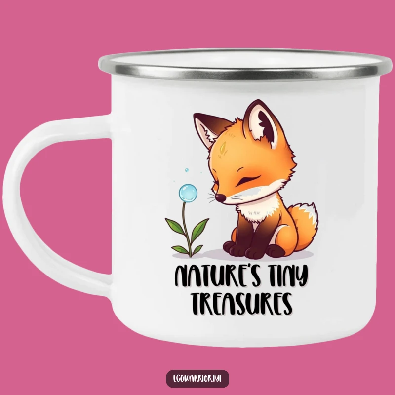 Funny Fox Cub Camping Mug: Durable Curious Animal Enamel Cup, Outdoor Nature Gift