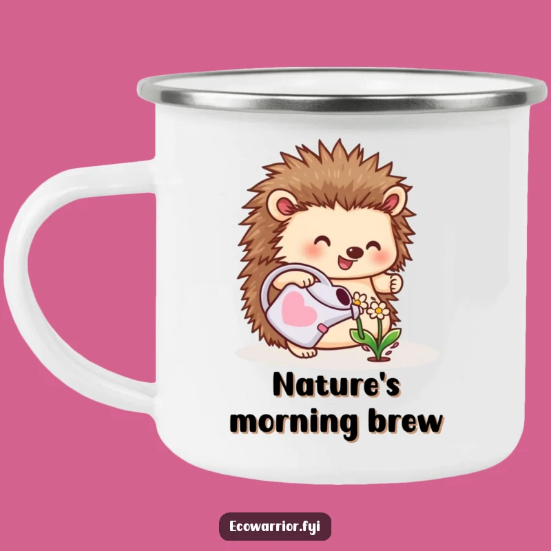 Funny Hedgehog Gardener Camping Mug: Durable Planter, Cute Critter Outdoor Gift