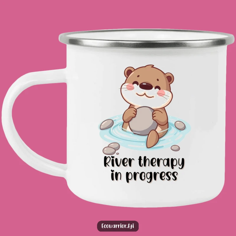 Funny Otter Camping Mug: Durable Swimming Otter Stone Mug, Outdoor Adventure Gift