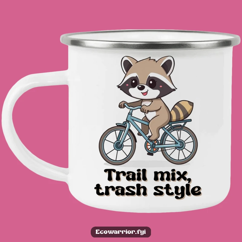 Funny Raccoon Bike Camping Mug: Durable Recycled Rider, Outdoor Fun Gift