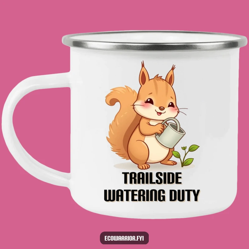 Funny Squirrel Camping Mug: Cheerful Gardener Enamel Cup, Adventure Gift