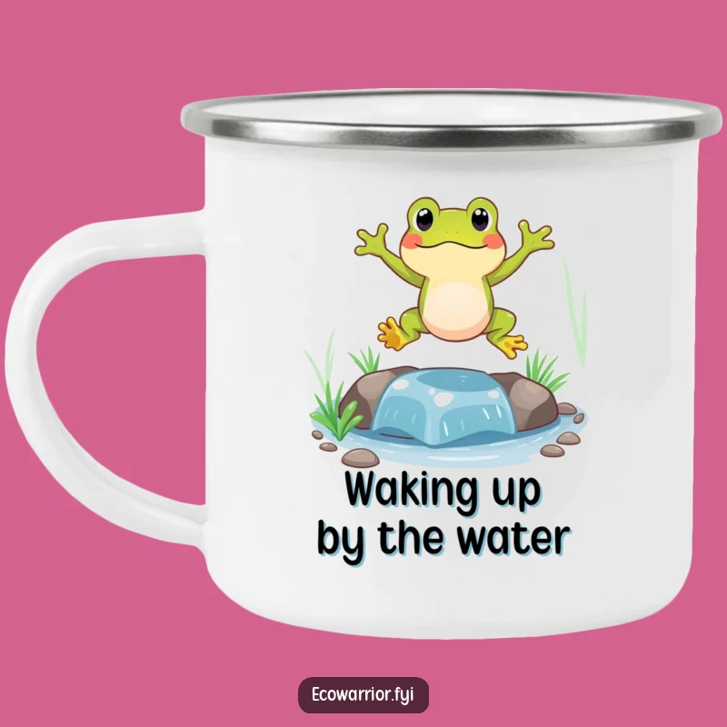 Funny Frog Jumping Camping Mug: Adventure Fuel with Amphibian Fun
