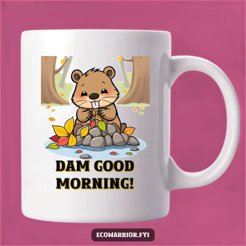 Funny Beaver Building Leaf Dam Mug - Diligent Worker Gift