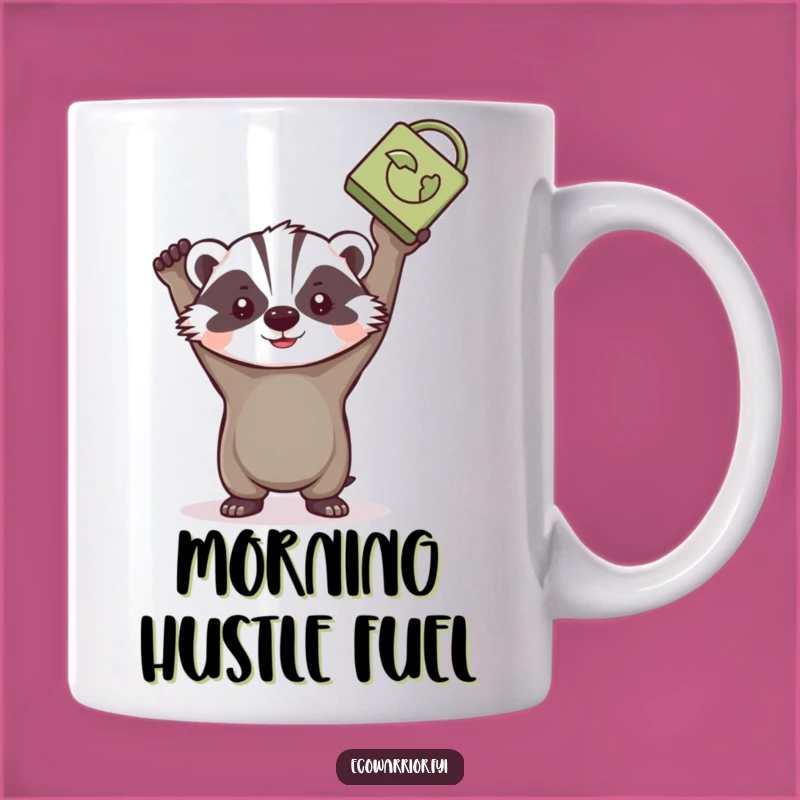 Funny Badger Recycling Mug: Determined Eco-Hero Gift for Planet Lovers