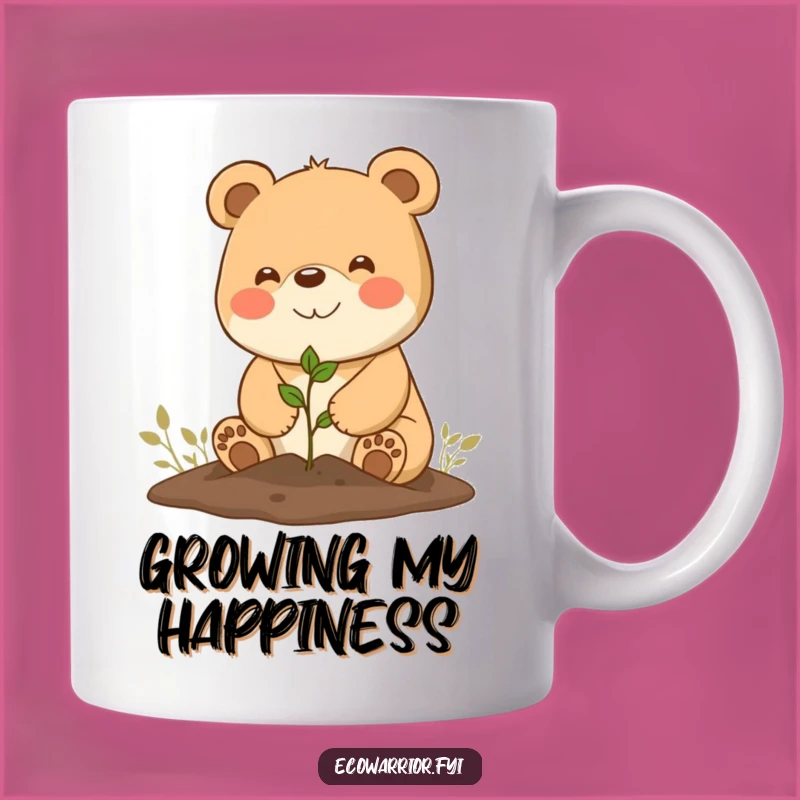Funny Bear Gardener Mug: Planting Seedling Happy Smile Funny Gift