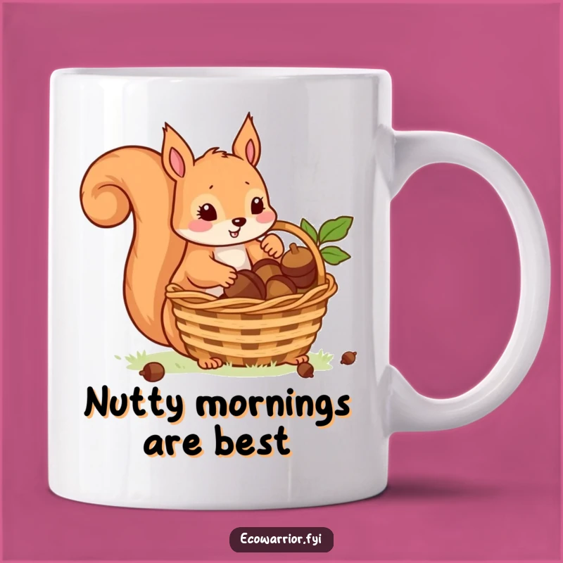 Funny Busy Squirrel Mug: Playful Acorn Collector with Basket, Perfect Funny Gift for Organizers