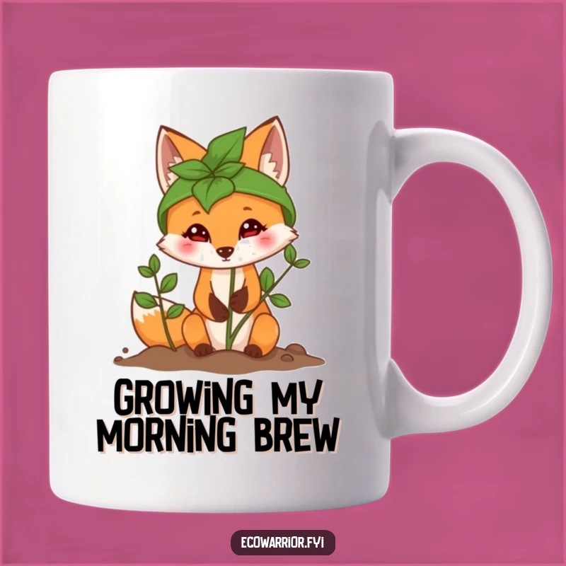 Funny Fox Planting Sapling Mug - Hilarious Eco-Warrior Gift Idea
