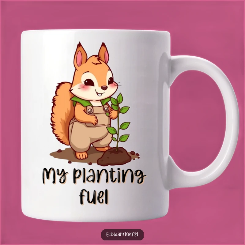 Funny Squirrel Planting Mug: Cute Gardener Character, Perfect Nature Funny Gift