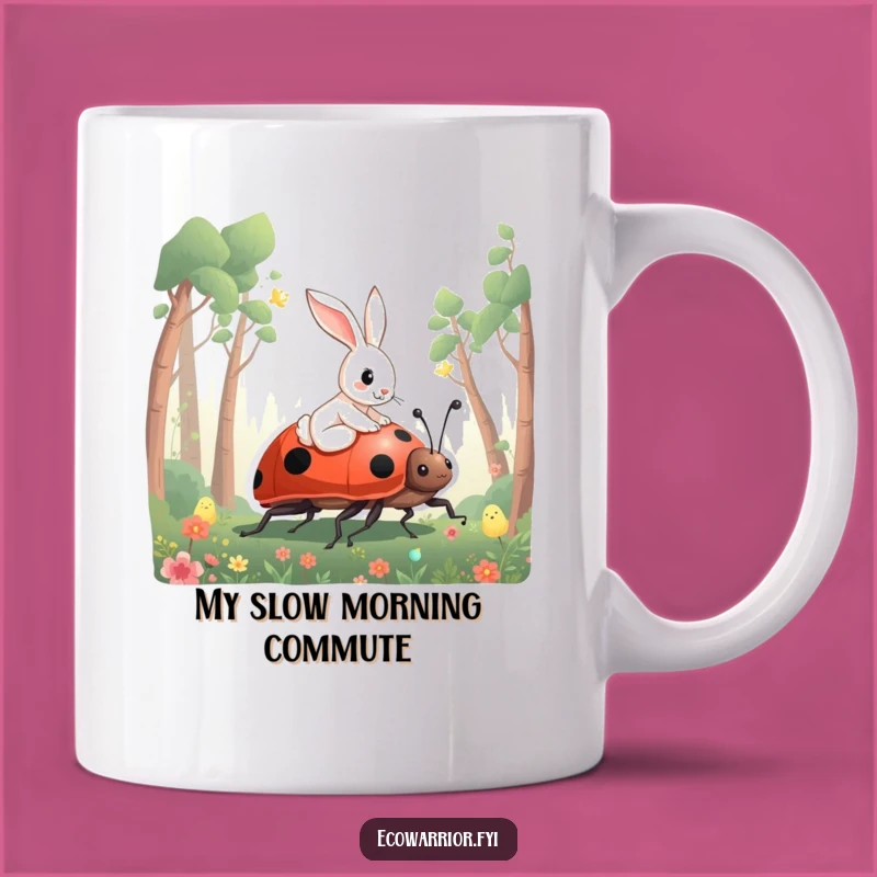 Funny Rabbit Ladybug Mug - Whimsical Forest Adventure Gift Idea