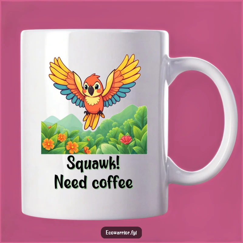 Funny Parrot Soaring Mug - Vibrant Wings Funny Gift for Bird Lovers