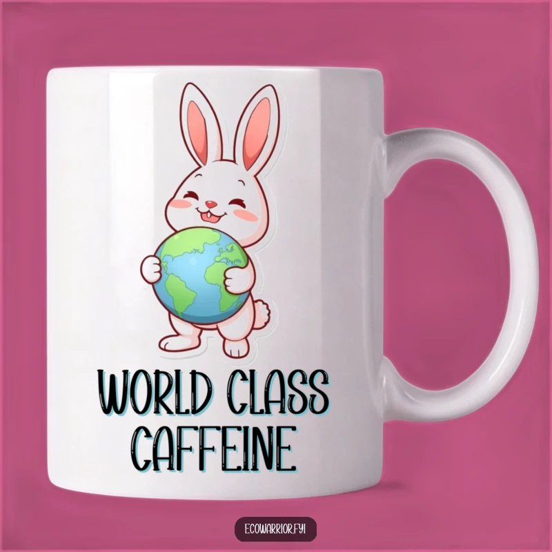 Funny Joyful Rabbit Globe Mug: World Traveler Design, Perfect Funny Gift for Dreamers