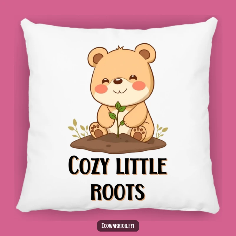Funny Bear Gardener Pillow: Cozy Planting Accent Pillow Funny Gift