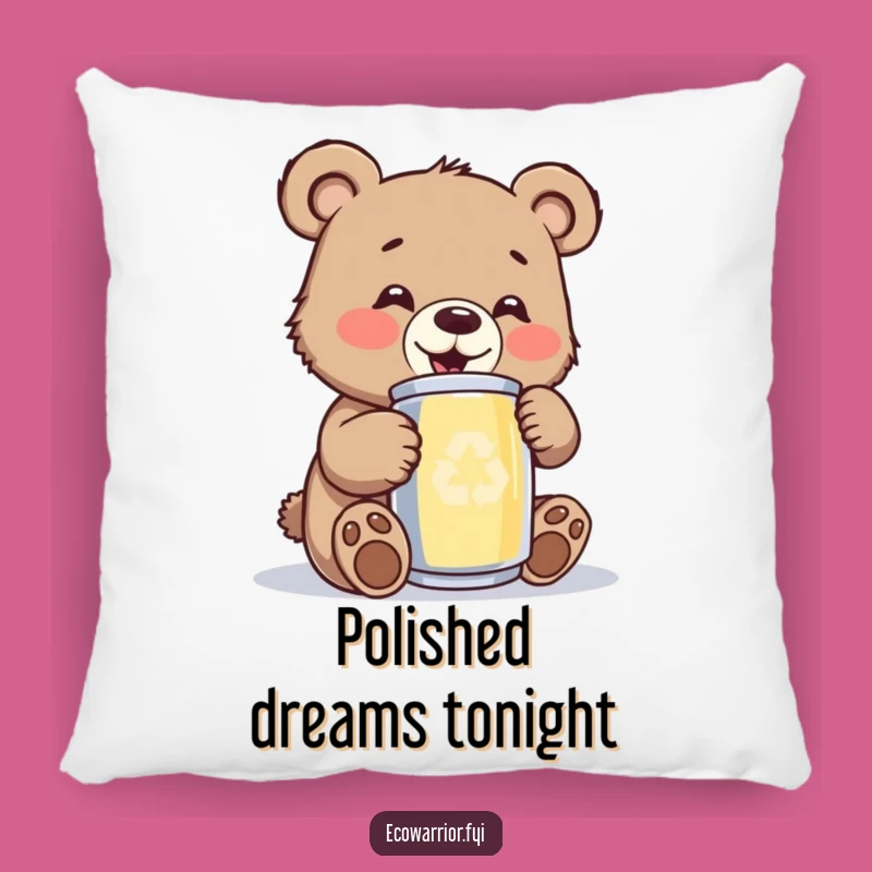 Funny Bear Cub Pillow: Soft Happy Eco-Buddy Cushion, Comfy Recycled Decor Gift