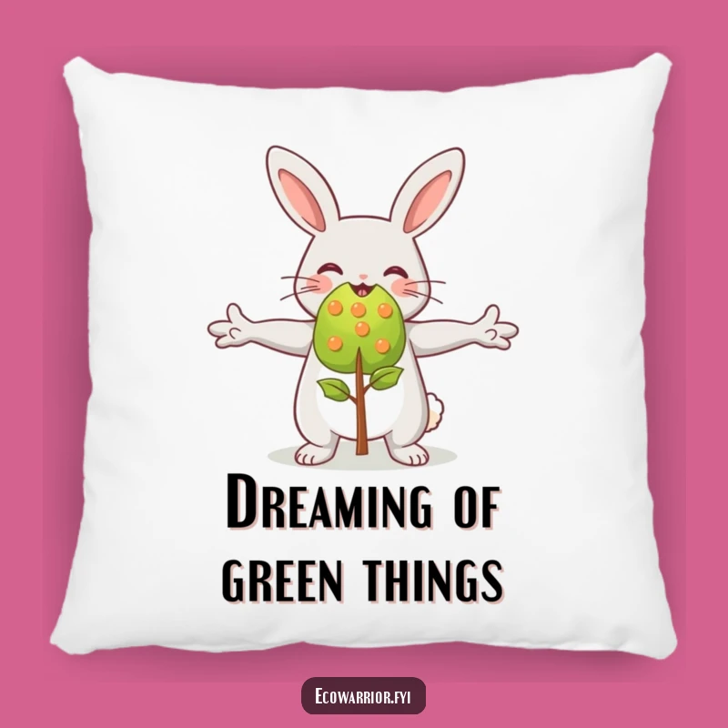 Funny Rabbit Embracing Sapling Pillow - Cute Accent for Nature Lovers