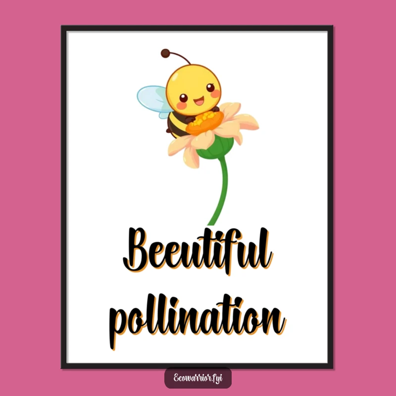 Funny Bee Digital Art: Pollination Humor, Vibrant Printable Gift