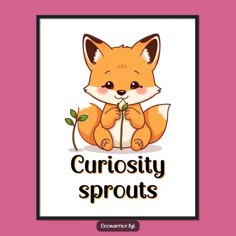 Funny Fox Digital Art: Curious Observer Print, Instant Thoughtful Decor Gift