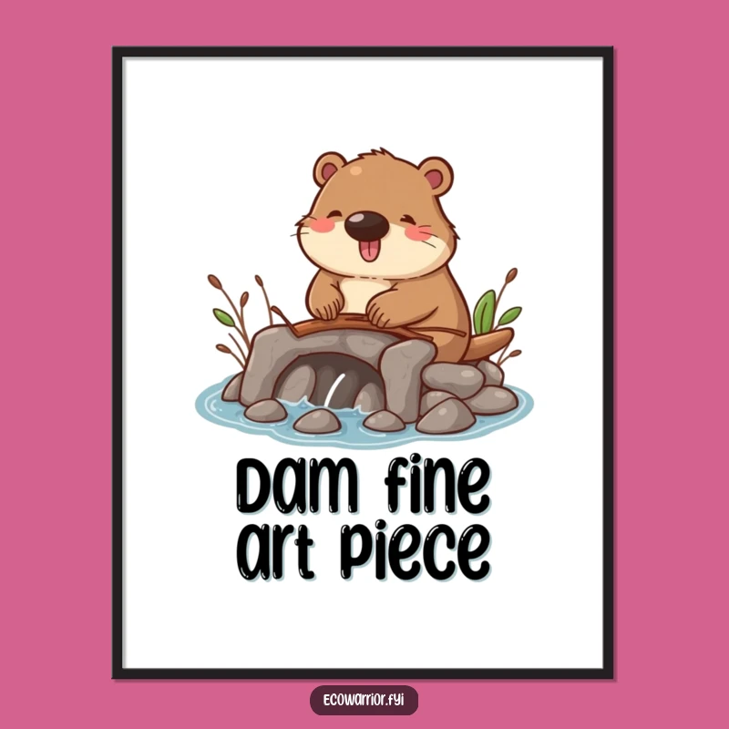 Funny Beaver Dam Builder Digital Art Print: Instant Woodland Charm for Your Space