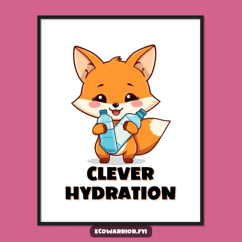 Funny Fox Digital Art: Hydration Humor, Eco-Friendly Printable Gift