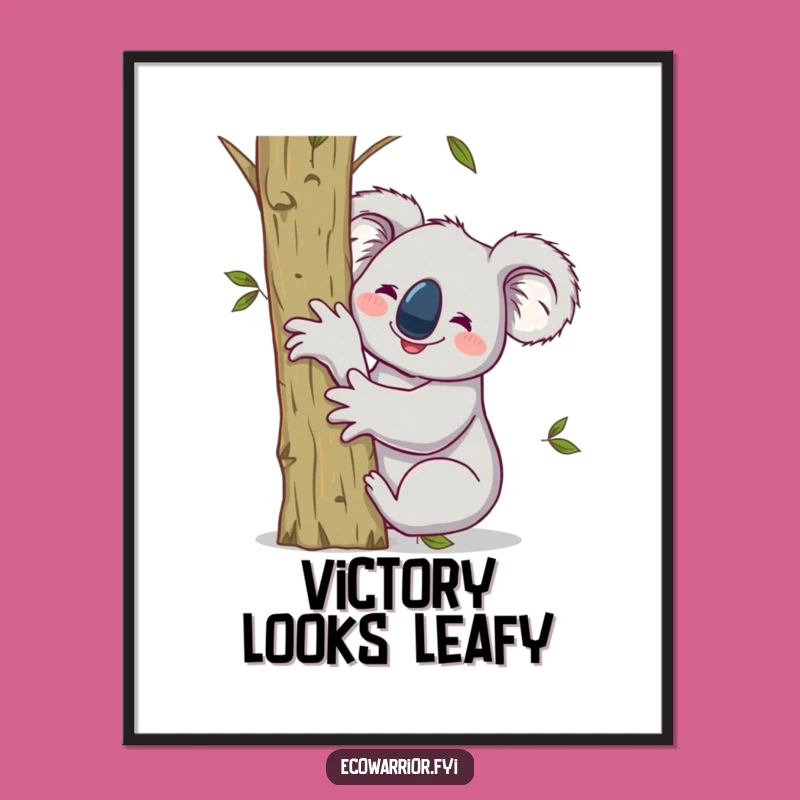 Funny Koala Hugging Sapling Digital Art - Instant Victorious Eco Decor
