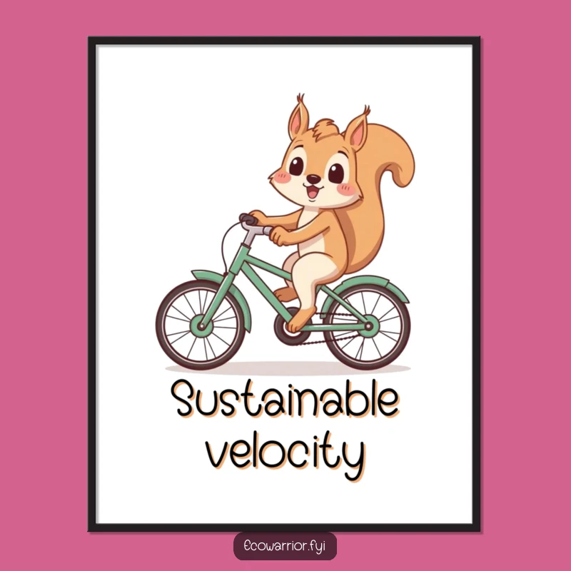 Funny Squirrel Bike Digital Print: Recycled Ride, Instant Eco Art Gift