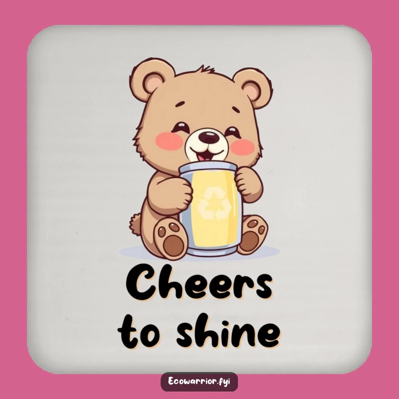 Funny Bear Cub Coaster Set: Happy Eco-Art Drink Decor, Practical Recycled Gift