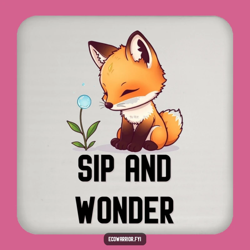 Funny Fox Cub Coaster Set: Charming Curious Animal Drink Decor, Nature Lover Gift