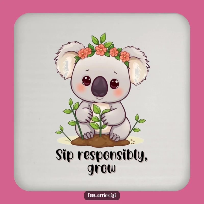 Funny Koala Gardener Coaster: Protect Surfaces with Cute Eco Art, Funny Gift