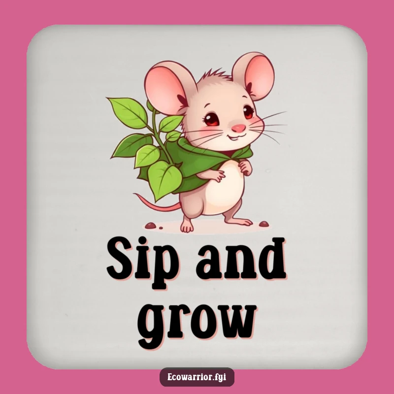 Funny Mouse Planter Coaster - Leaf Cape Mouse Drink Protector, Hilarious Home Accessory