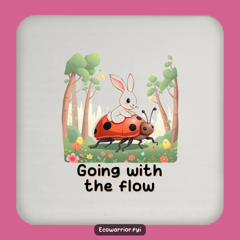 Funny Rabbit Ladybug Coaster - Protect Surfaces with Whimsy