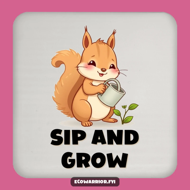 Funny Squirrel Drink Coaster: Cheerful Gardener Protection, Cute Table Gift