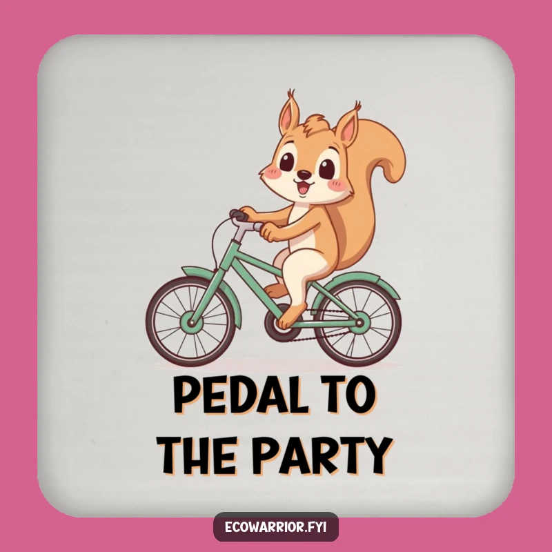 Funny Squirrel Bike Coaster: Recycled Ride, Protect Surfaces Eco Gift
