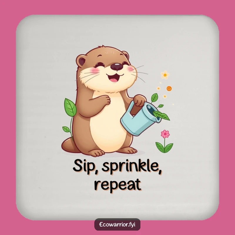 Funny Otter Gardener Coasters: Protect Surfaces with Plant-Loving Charm