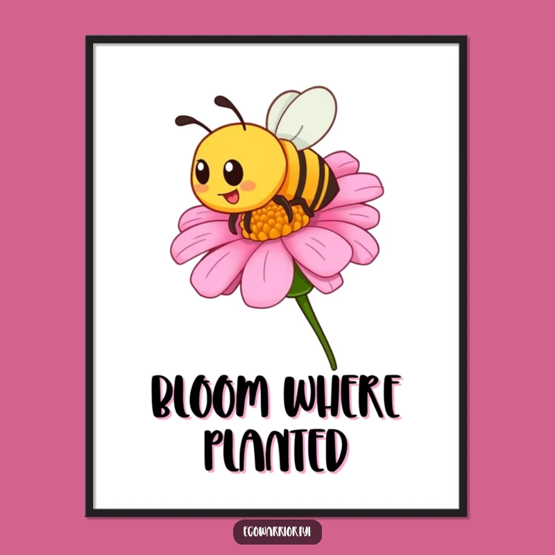 Funny Bee Bloom Poster - Art that Buzzes with Life