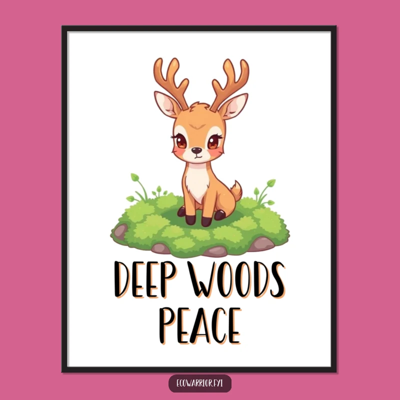 Deer Guarding Moss Poster: Majestic Wall Art for Nature's Calm