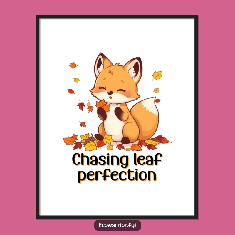 Funny Fox Leaf Art Poster - Vibrant Autumn Woodland Wall Decor