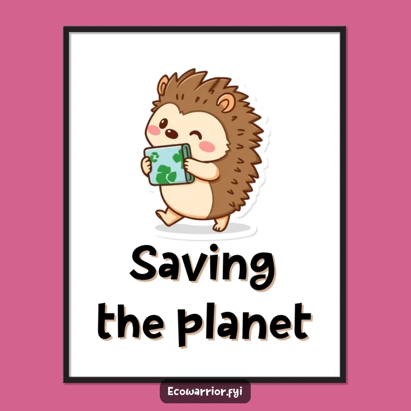 Funny Hedgehog Eco Poster: High-Quality Wall Art Makes a Hilarious Gift