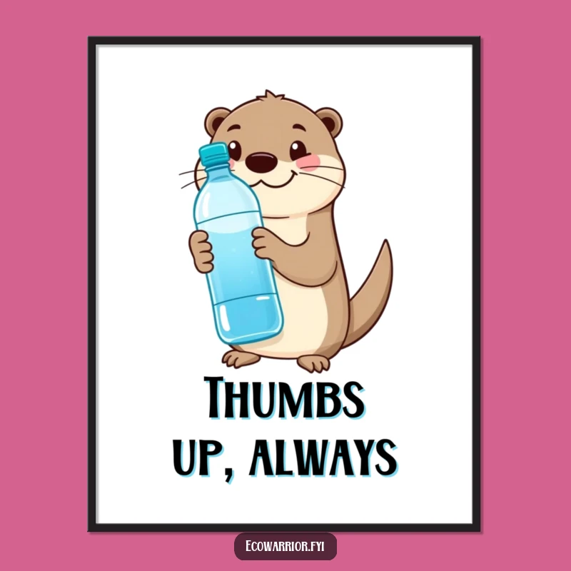 Funny Otter Hydration Poster: Happy Otter Art Print, Eco-Friendly Wall Decor Funny Gift