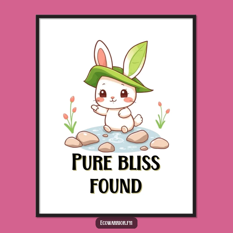 Funny Rabbit Poster: Pristine Stream Art, Hilarious Nature Decor Gift