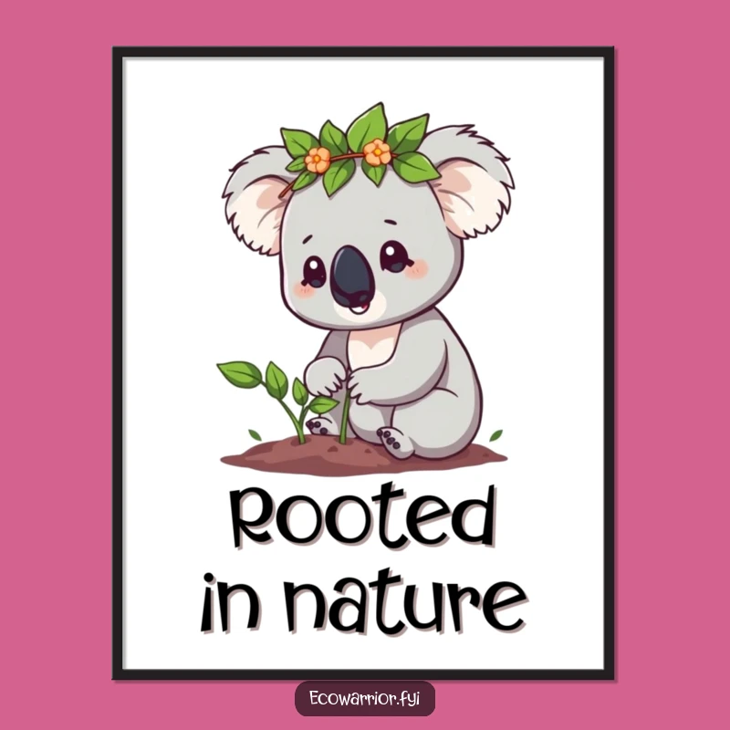Funny Koala Sapling Poster: Determined Gardener Art, Inspirational Eco Gift
