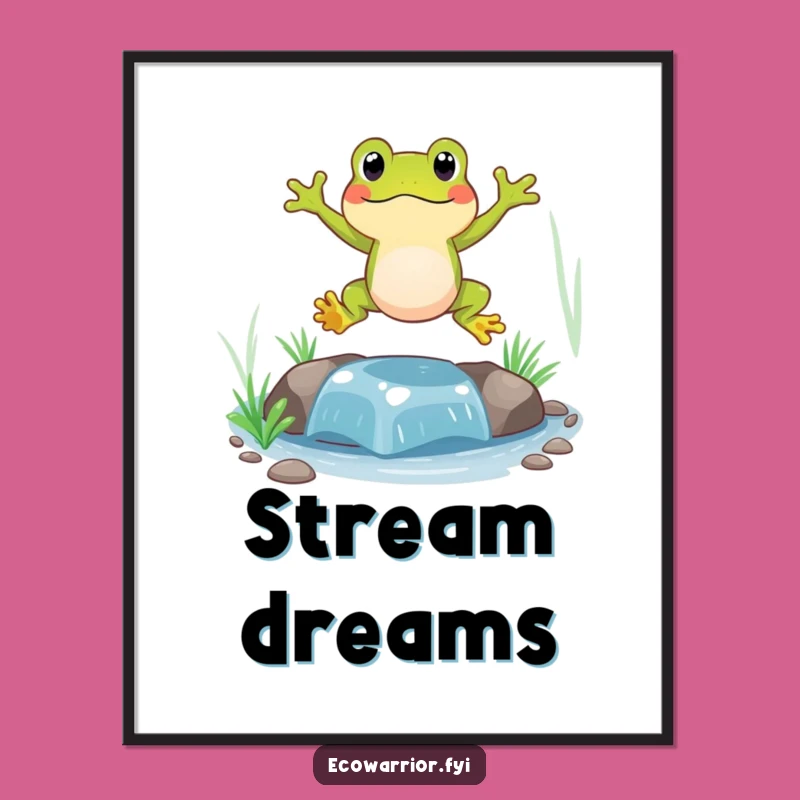 Funny Frog Jumping Poster: Vibrant Wall Art for Humorous Home Decor