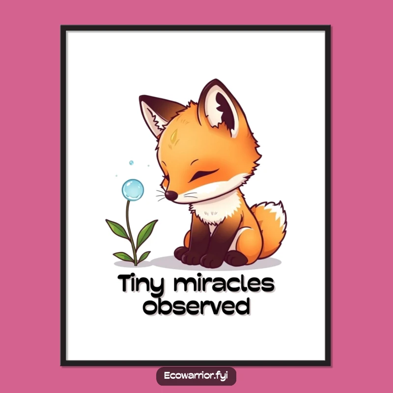 Funny Fox Cub Poster: Beautiful Curious Animal Wall Art, Inspiring Nature Decor Gift