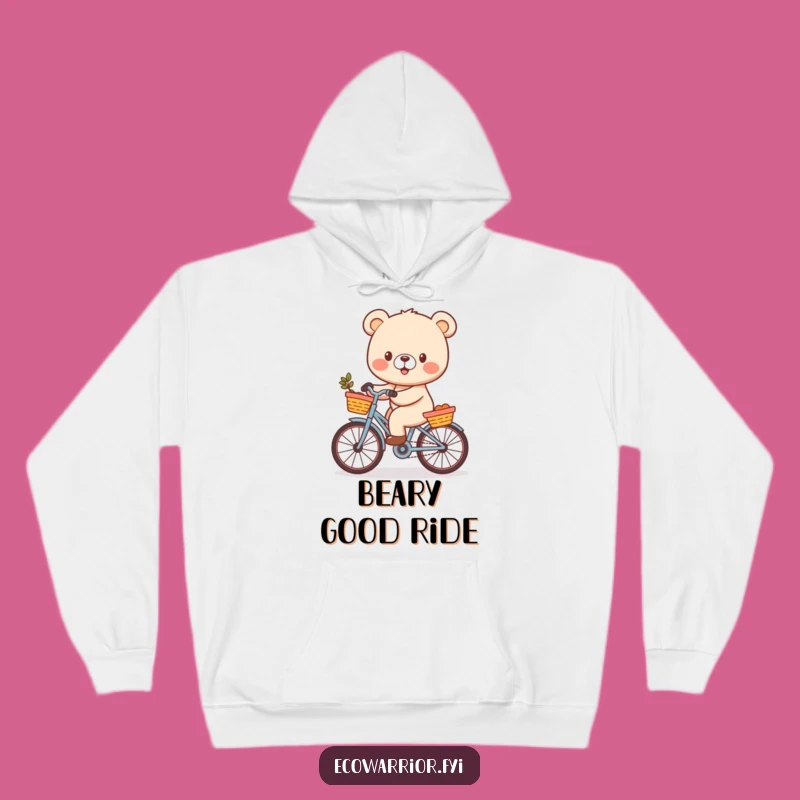 Funny Warm Hoodie: Cheerful Bear Cub Bicycle Cozy Funny Gift